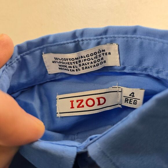 Tommy Bahama & Izod Shirts Boys 4 XS Green & Blue 1 Pullover & 1 Button Down NWT - Picture 9 of 15